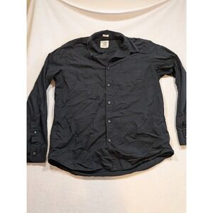 Old Navy Mens Large Black Long Sleeve Button Down Shirt Fitted Cotton